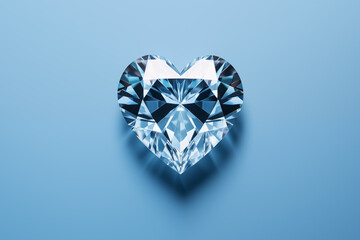 Heart shaped diamond on blue matt background