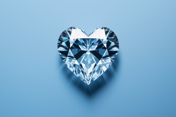 Fototapeta premium Heart shaped diamond on blue matt background