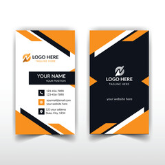 Modern And Simple Vertical Business Card Design. template. clean, creative, style, flat, corporate, company. orange, blue and white colors. Clean flat design. Vector illustration