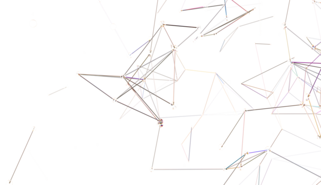 Multi color connected lines and dots network 3d illustration