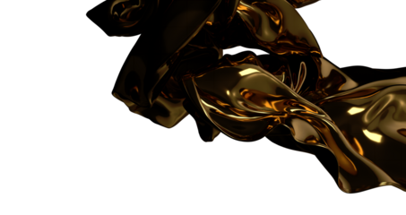 3d render of dark and gold cloth. iridescent holographic foil. abstract art fashion background.