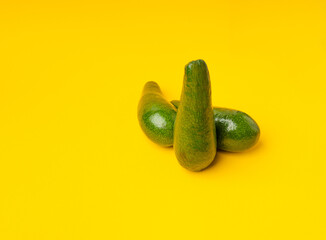 Avocado Isolated, Whole Avokado, Green Avocados Slice, Fresh Alligator Pear, Long Avocado Fruit