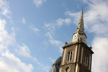 church steeple and clock London in 2000