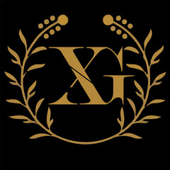 XG letter branding logo design with a leaf..