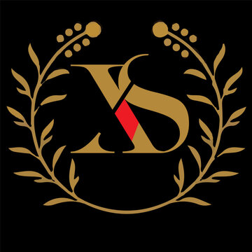 XS letter branding logo design with a leaf..