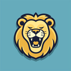 minimalist elegant digital icon design of a smiling lion