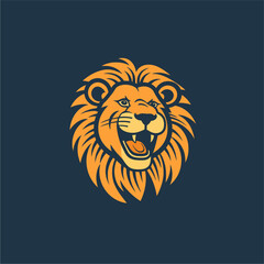 minimalist elegant digital icon design of a smiling lion