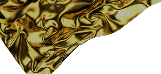 Glamorous Draping: Abstract 3D Gold Cloth Illustration for Alluring Designs