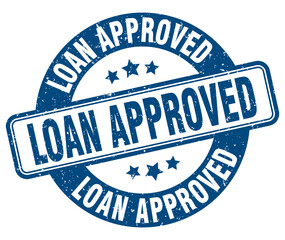 Fototapeta premium loan approved stamp. loan approved label. round grunge sign