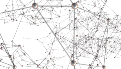 Neural network 3D illustration. Big data and cybersecurity