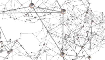 Neural network 3D illustration. Big data and cybersecurity