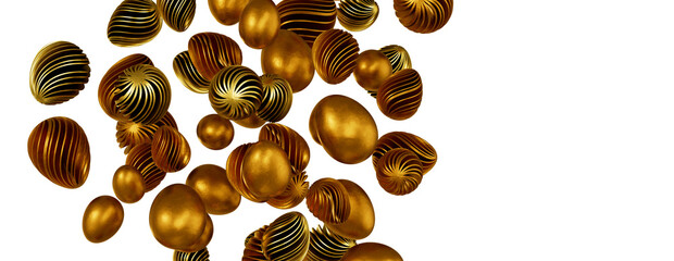 Pile of golden eggs. 3d render illustration.