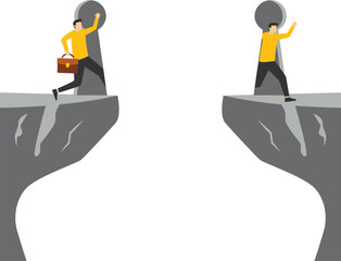 confident businessman accessing keyhole to bypass gap, Shortcut to business success, business solution or opportunity, idea or creativity to solve problem, leadership determination concept.

