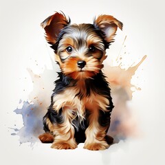 Tiny Elegance Unleashed Charming Watercolor Portrait of a Cute Yorkshire Puppy, Radiating Playful Charm and Irresistible Cuteness. created with Generative AI