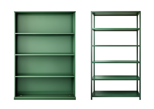 green shelf set - collection of various green shelves - isolated transparent PNG - premium flawless pen tool cutout