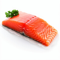 Fresh raw salmon fish fillet on white background