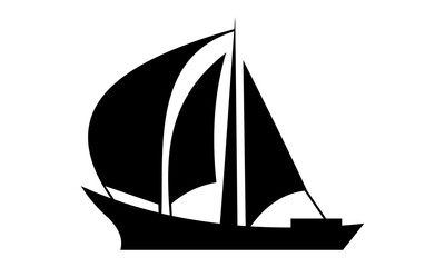 black ship, yacht silhouette logo template