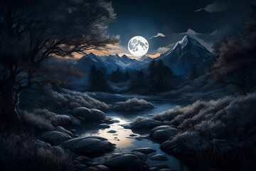 Illuminate the night with a serene moonrise, casting a silver sheen upon the world's nocturnal canvas