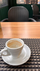 empty coffee cup on a restaurant table