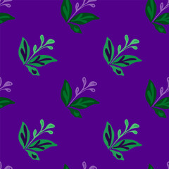 Fototapeta premium Elegant seamless pattern featuring hand-drawn leaves and florals.