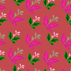 Elegant seamless pattern featuring hand-drawn leaves and florals.