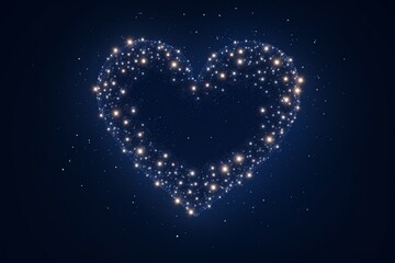 A heart-shaped constellation in the night sky on a navy background. starry