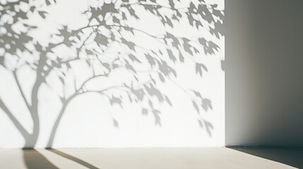 Fototapeta premium Shadows of a tree on a white wall