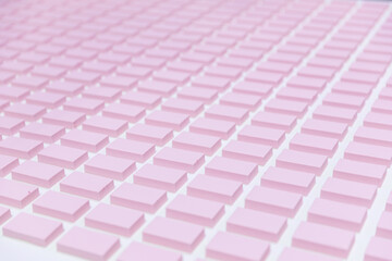 Closeup set pink souffle marshmallows sweets on conveyor automatic line factory.