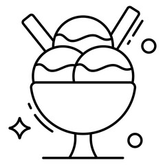 Ice cream cup icon, editable vector