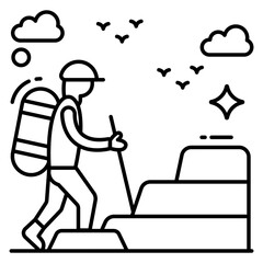 A vector design icon of hiker