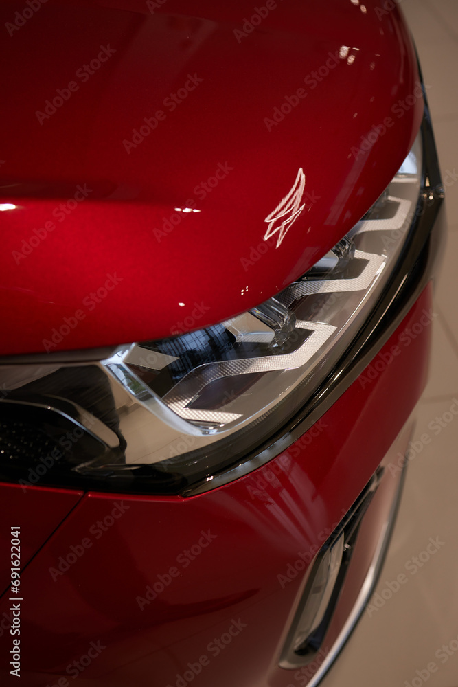 Wall mural headlight of modern prestigious car close up