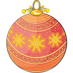 Design and draw a ball in the Christmas Season there using gold color lines in the design.