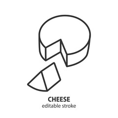 Cheese line icon. Dairy product vector illustration. Editable stroke.