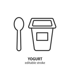 Yogurt line icon. Dairy product vector illustration. Editable stroke.