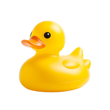 Yellow rubber duck isolated on transparent background.