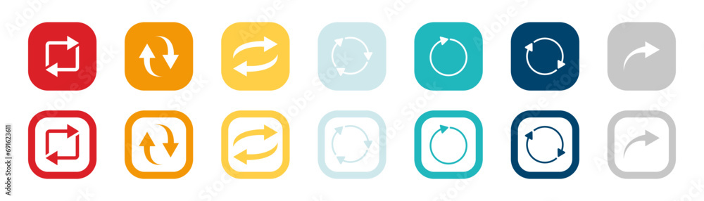 Wall mural arrow icon set. colored arrow symbols. arrow of different types. arrow isolated vector graphic eleme