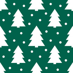 Christmas trees green winter seamless pattern. Vector illustration.