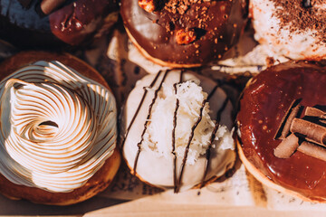 Closeup of Gourmet Donut Selection