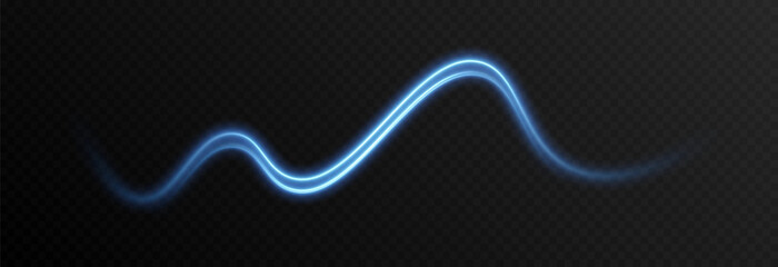 Vector blue glowing lines png. Magic lines of light. Speedy twisted lines. Light trail, glowing waves. Movement of energy flow. Light effect. PNG.