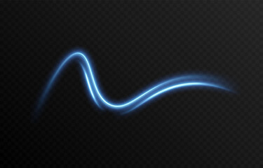 Vector blue glowing lines png. Magic lines of light. Speedy twisted lines. Light trail, glowing waves. Movement of energy flow. Light effect. PNG.