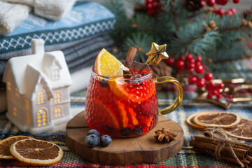Christmas mulled wine with oranges and spices, calendar for 2024.