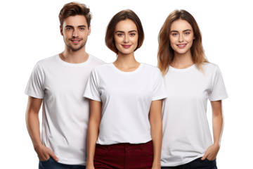 isolated hipster happy girl front female fashion empty dress couple cotton copy clothes caucasian body blank beauty advertising adult advertisement Young people tshirts white background Mock design