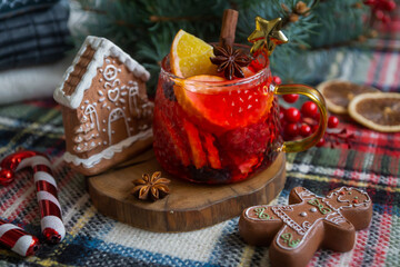 Christmas mulled wine with oranges and spices, calendar for 2024.