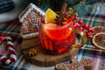 Christmas mulled wine with oranges and spices, calendar for 2024.
