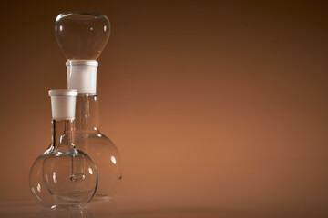 Chemical vessels. Glass flasks. Laboratory utensil.