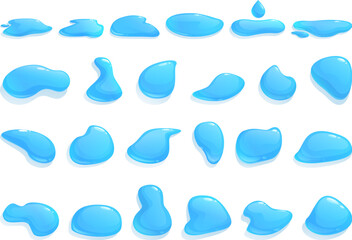 Fototapeta na wymiar Waterdrop icons set cartoon vector. Fall drop rain. Wet spray surface
