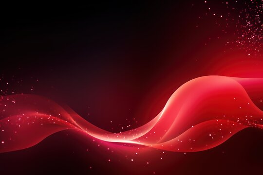 Valentine's Day background red glowing wavy flowing curves and particles graphic © Celina