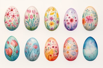 Watercolor easter eggs illustration