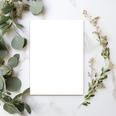 Harmonious 5x7 Card Mockup with Gentle Greenery and Candlelight Transparent PNG Mockup