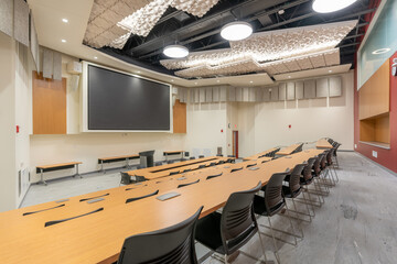 An empty lecture hall at a high school, college, or university

